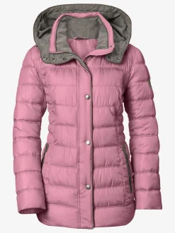 Veste décontractée col montant capuche doublure contrastée