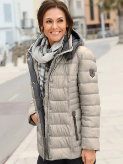 Veste décontractée col montant capuche doublure contrastée