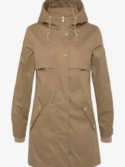 Veste d'extérieur veste légère à capuche réglable et détails dorés