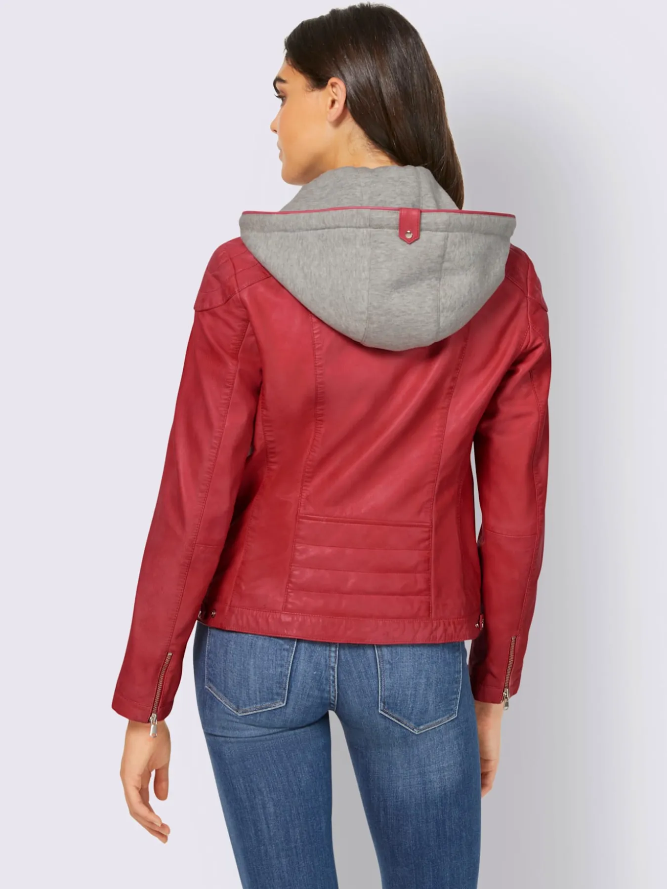 Veste en cuir capuche amovible