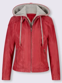 Veste en cuir capuche amovible