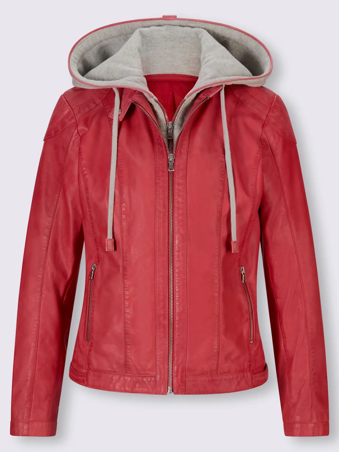 Veste en cuir capuche amovible