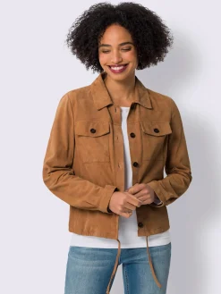 Veste en cuir coulisse à l'ourlet