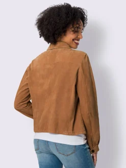 Veste en cuir coulisse à l'ourlet