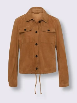 Veste en cuir coulisse à l'ourlet