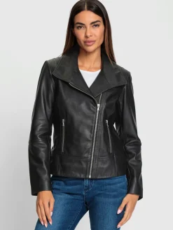 Veste en cuir style motard tendance