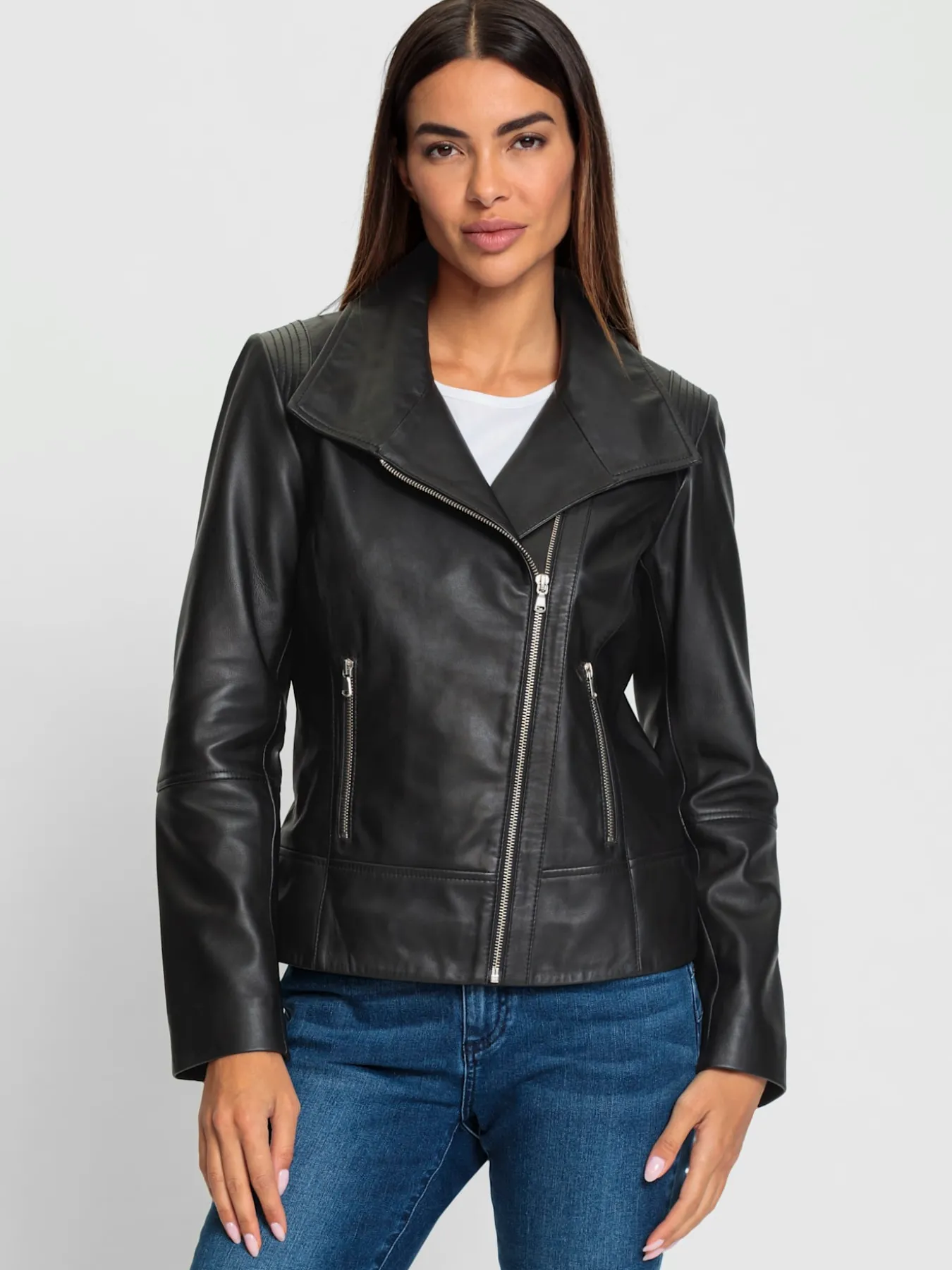 Veste en cuir style motard tendance