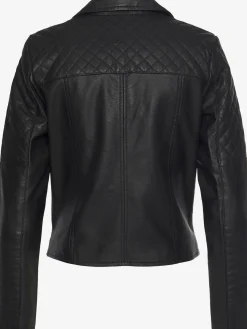 Veste en imitation cuir veste de motard courte en matière synthétique