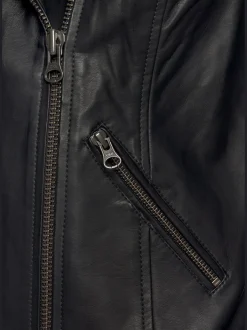 Veste en imitation cuir veste de motard courte en matière synthétique