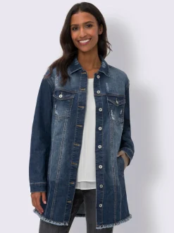 Veste en jean effet « destroy » tendance