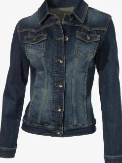 Veste en jean effet délavé et usé