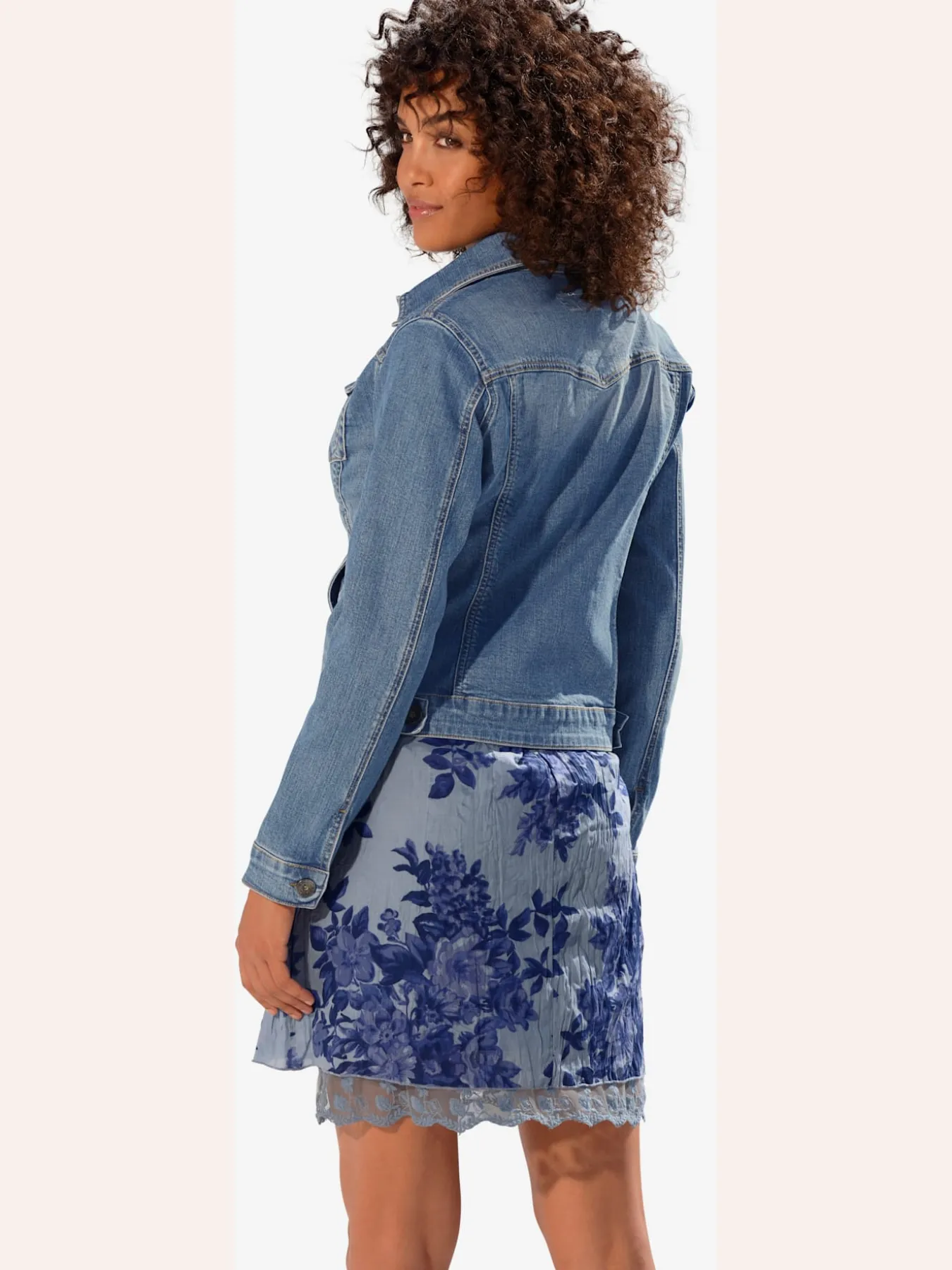 Veste en jean effet délavé et usé