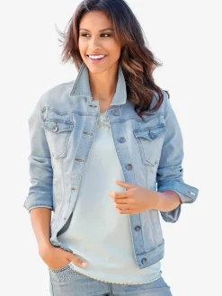 Veste en jean effet délavé et usé
