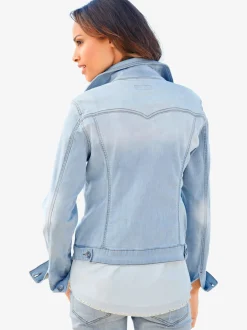 Veste en jean effet délavé et usé