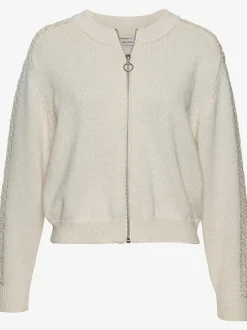 Veste en tricot ajouré encolure ronde