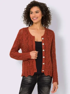 Veste en tricot ajouré motif ajouré intégral