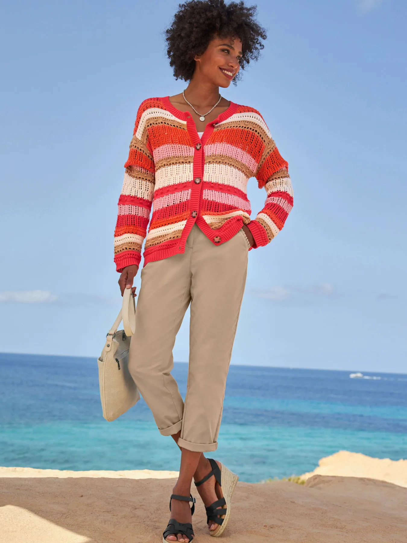 Veste en tricot ajouré pur coton