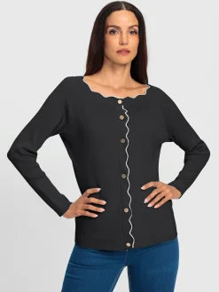 Veste en tricot bord ondulé élégant