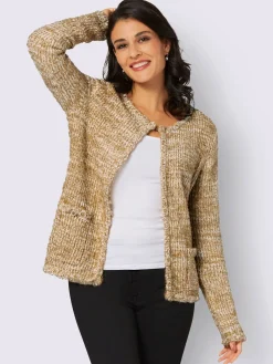 Veste en tricot boutons fantaisie dorés