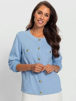 Veste en tricot boutons-pression couleur or