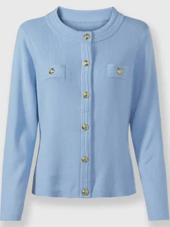 Veste en tricot boutons-pression couleur or