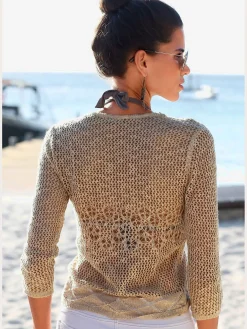 Veste en tricot cardigan motif ajouré