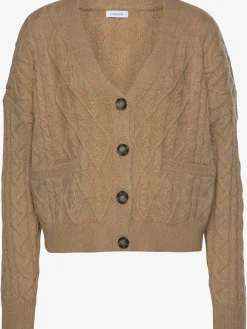 Veste en tricot cardigan court avec poches plaquées devant
