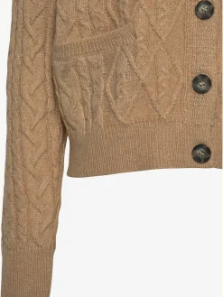 Veste en tricot cardigan court avec poches plaquées devant