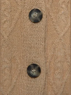 Veste en tricot cardigan court avec poches plaquées devant