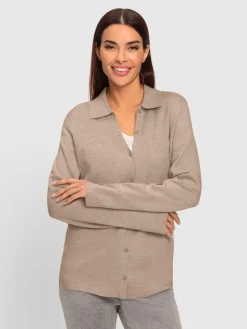 Veste en tricot col polo à longue patte de boutonnage
