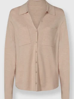 Veste en tricot col polo à longue patte de boutonnage