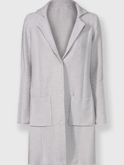 Veste en tricot fil argenté brillant couleur argenté