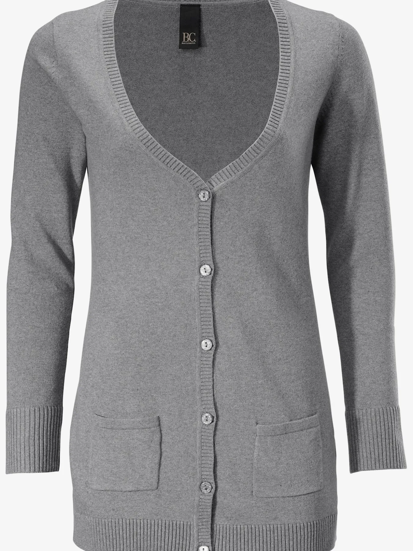 Veste en tricot fin basique incontournable, détails côtelés tendance