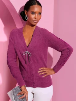 Veste en tricot fin encolure en v dégagée