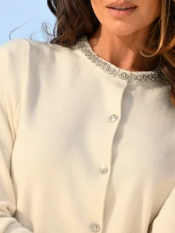 Veste en tricot fin petites pierres brillantes fantaisie