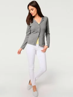 Veste en tricot fin superbe basique avec poches plaquées