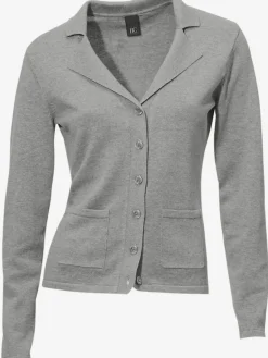 Veste en tricot fin superbe basique avec poches plaquées