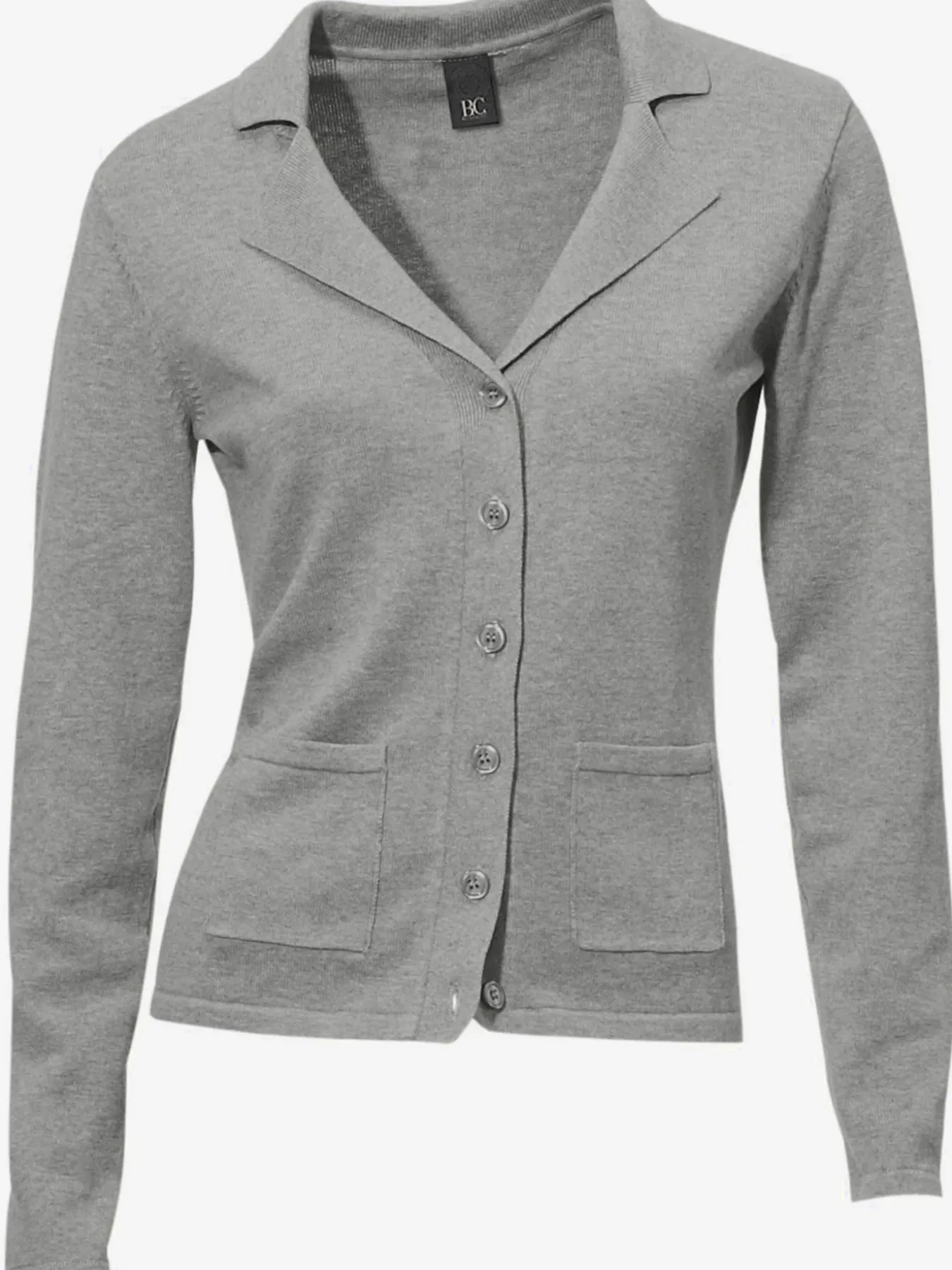 Veste en tricot fin superbe basique avec poches plaquées