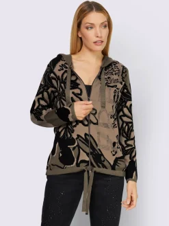 Veste en tricot jacquard joli jacquard à l'aspect animal