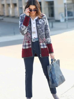Veste en tricot jacquard joli motif jacquard
