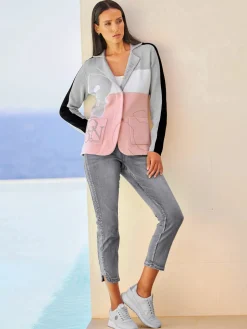 Veste en tricot jacquard motif patchwork
