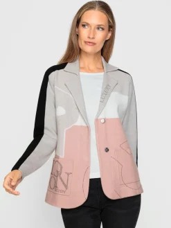 Veste en tricot jacquard motif patchwork