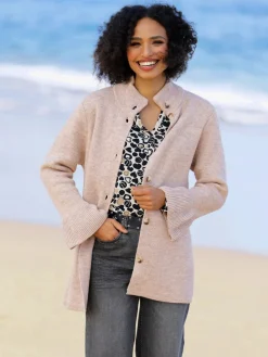 Veste en tricot manches à volants tendance