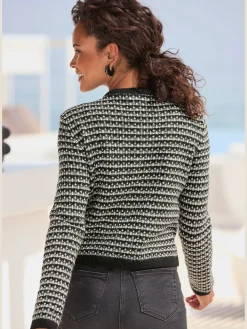 Veste en tricot motif à carreaux tendance