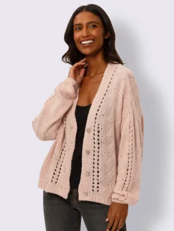 Veste en tricot motif tricoté avec partie ajourée devant
