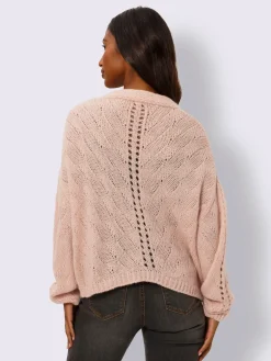 Veste en tricot motif tricoté avec partie ajourée devant