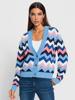 Veste en tricot motif zigzag tendance