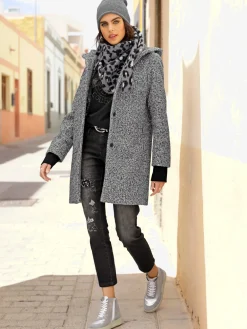 Veste longue aspect laine