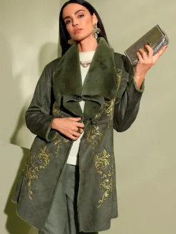 Veste longue doublure imitation fourrure
