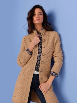 Veste longue en tricot 30% laine vierge (mérinos)